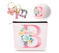 Bingtoo Borsa per il trucco personalizzata con iniziale per donna, Pochette personalizzata, Regalo donna compleanno, Regali natale, B