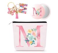 Bingtoo Borsa per il trucco personalizzata con iniziale per donna, Pochette personalizzata, Regalo donna compleanno, Regali natale, M