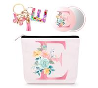 Bingtoo Borsa per il trucco personalizzata con iniziale per donna, Pochette personalizzata, Regalo donna compleanno, Regali natale, E