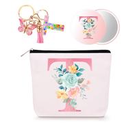 Bingtoo Borsa per il trucco personalizzata con iniziale per donna, Pochette personalizzata, Regalo donna compleanno, Regali natale, T