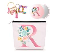 Bingtoo Borsa per il trucco personalizzata con iniziale per donna, Pochette personalizzata, Regalo donna compleanno, Regali natale, R