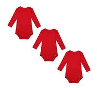 BINIDUCKLING Body Bimbi Manica Lunga Pacco da 3, Rosso 9 Mesi