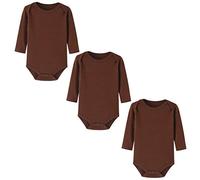 BINIDUCKLING - Confezione da 3 Body a maniche lunghe per bambino (0-3 mesi, Caffè)