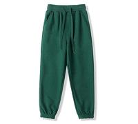 BINIDUCKLING, Pantaloni da jogging per ragazzi con elastico, Pantaloni da jogger unisex per bambini, Pantaloni sportivi lunghi, a tinta unita, 5-12 anni, verde, 8-9 Jahre