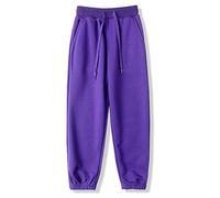 BINIDUCKLING, Pantaloni da jogging per ragazzi con elastico, Pantaloni jogger unisex per bambini, Pantaloni sportivi in felpa, a tinta unita, 5-12 anni, Lilla, 10-12 Jahre
