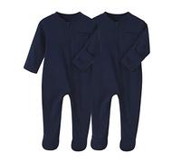 BINIDUCKLING Tutine unisex per neonati, con cerniera, confezione da 2, comode tutine per neonati, body per neonati, tinta unita, in cotone, tutine da 0 a 12 mesi, Marina Militare, 6-9 Months