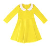 BINIDUCKLING Vestito da bambina con colletto alla Peter Pan e maniche | Vestito da pattinatore svasato casual per bambini per la scuola del partito