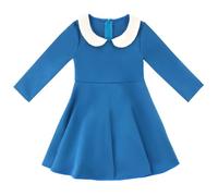 BINIDUCKLING Vestito da bambina con colletto alla Peter Pan e maniche | Vestito da pattinatore svasato casual per bambini per la scuola del partito