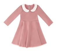 BINIDUCKLING Vestito da bambina con colletto alla Peter Pan e maniche | Vestito da pattinatore svasato casual per bambini per la scuola del partito
