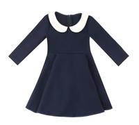 BINIDUCKLING Vestito da bambina con colletto alla Peter Pan e maniche | Vestito da pattinatore svasato casual per bambini per la scuola del partito