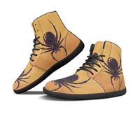 Binienty A piedi nudi Zero Drop Escursionismo Scarpe Impermeabili Uomini High Top Halloween Inverno Stivali PU Pelle Moda Sneakers, Ragno giallo sfumato, 46 EU