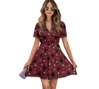 Binienty Abito da donna per autunno estate con scollo a V avvolgente spiaggia vacanza vestito da donna, Cuore d'amore, L