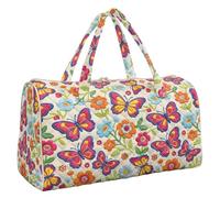 Binienty Borsone da viaggio trapuntato da donna, borsa da portare con sé durante la notte, borsa da viaggio per vacanze, viaggi nel fine settimana, palestra e uso quotidiano, Farfalla colorata