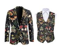 Binienty Completo da uomo con giacca slim fit, 2 pezzi, Fungo Cottagecore, M