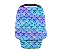 Binienty - Coprisedile elastico multiuso per allattamento, sciarpa/scialle per seggiolino auto, motivo sirena blu