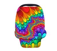 Binienty - Coprisedile elastico per bambini, motivo arcobaleno boho Tie Dye Print, traspirante per bambini, seggiolone, copertura per passeggino