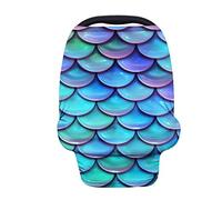 Binienty Coprisedile per auto per bambini e ragazze, design a forma di sirena, in tessuto elastico morbido e morbido copripasseggino per allattamento, copertura per allattamento al seno