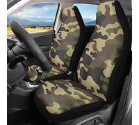 Binienty Coprisedili per auto, coppia anteriore mimetica, resistenti e durevoli, colore verde mimetico militare, proteggi sedile universale per la maggior parte delle auto