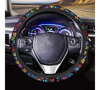 Binienty Coprivolante elastico per auto con stampa di zampe di cane e gatto, universale, universale, per volante, da 15 pollici, per donne e ragazze