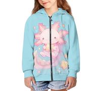 Binienty Felpa con cappuccio con zip per ragazze e ragazzi a maniche lunghe giacca autunnale cappotto per bambini oversize Outwear, Salamandra Stella, 6-8 Years