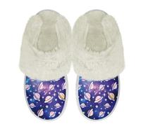 Binienty Fuzzy House Pantofole da donna in memory foam, comode, per camera da letto e interni, Pianeta del cielo notturno, 41.5/42.5 EU
