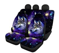Binienty Galaxy Wolf Coprisedi Auto per davanti e dietro, Set di 4 pezzi, Tessuto elasticizzato protegge i sedili da sporco e graffi, adatto per la maggior parte dei veicoli