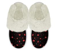 Binienty Pantofole da casa in peluche per donne e uomini, pantofole invernali calde e pelose con bordi in pelliccia, casual da indossare tutti i giorni, Cuore d'amore, 38.5/39.5 EU