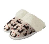 Binienty Pantofole da donna in peluche, antiscivolo, in memory foam, per camera da letto, con bordo in pelliccia, Amore Bassotto, 43.5/44.5 EU