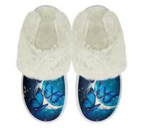 Binienty Pantofole da donna in stile retrò, invernali, con suola in gomma antiscivolo, Farfalla del cielo stellato, 41.5/42.5 EU