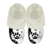 Binienty Pantofole da donna sfocate e calde, comode, in memory foam, per interni, soffici pantofole per camera da letto, Dog Paw Prints Ecg, 41.5/42.5 EU