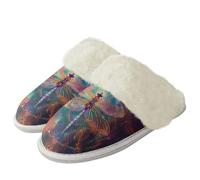 Binienty Pantofole da donna sfocate retrò accoglienti pantofole con fodera in flanella e suola in gomma antiscivolo, Libellula del cielo notturno, 41.5/42.5 EU