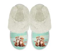 Binienty Pantofole invernali sfocate da donna e ragazza, sandali carini in pelliccia di peluche, pantofole soffici, per interni ed esterni, Mi piace la lontra, 39.5/40.5 EU