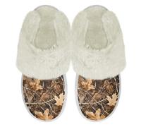 Binienty Pantofole pelose unisex in memory foam, da donna e uomo, suola antiscivolo per uso quotidiano, Foglie Camo Caccia, 39.5/40.5 EU