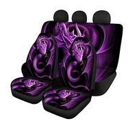 Binienty Purple Dragon - Set di 4 coprisedili per auto anteriori e posteriori, in tessuto elasticizzato, proteggono i sedili da sporco e graffi