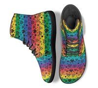 Binienty Scarpe alte a piedi nudi da uomo donna casual stringate stivali a piedi nudi con supporto alla caviglia, Cuore Amore Arcobal, 50 EU