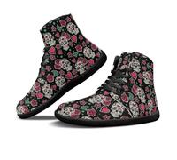 Binienty Scarpe alte da uomo e da donna, con lacci, a piedi nudi, alla moda, con punta larga, scarpe da acqua, sport all'aria aperta, Teschio Rosa Cuore Amore, 50 EU