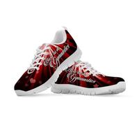 Binienty Scarpe classiche con lacci da donna, per jogging, camminata, corsa, suola antiscivolo in EVA, scarpe da ginnastica piatte, Red Dazzling Love, 42 EU