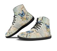 Binienty Scarpe da ginnastica basse da uomo in pelle PU minimalista, a piedi nudi, stile casual, Lettera farfalla floreale, 48 EU