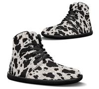Binienty Scarpe da ginnastica da uomo a piedi nudi alte in PU extra larghezza antiscivolo scarpe da corsa cross training Zero Cushion, Stampa leopardata, 48 EU