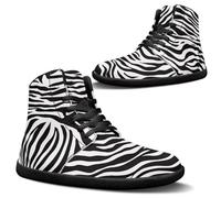 Binienty Scarpe da ginnastica da uomo a piedi nudi alte in PU extra larghezza antiscivolo scarpe da corsa cross training Zero Cushion, Zebra classica, 46 EU