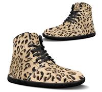 Binienty Scarpe da ginnastica da uomo a piedi nudi alte in PU extra larghezza antiscivolo scarpe da corsa cross training Zero Cushion, Leopardo classico, 50 EU