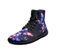 Binienty Scarpe da ginnastica da uomo a punta larga, a piedi nudi, suola a goccia zero, in pelle PU, per allenamento e corsa, Arte Farfalle Amore, 50 EU