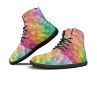 Binienty Scarpe da ginnastica piatte a piedi nudi alla moda per uomo donna Hi-Top Wide Toe Box scarpe da allenamento per interni ed esterni, Geometria anni '80, 47 EU