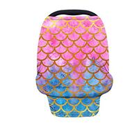 Binienty - Seggiolino auto in tessuto elasticizzato con motivo a sirena, colore: Rosa e Blu