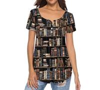 Binienty Top da donna casual eleganti camicette nascondere la pancia tuniche estive a maniche corte camicie da allenamento Henley maglietta per leggings, Libri, L