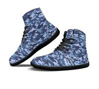 Binienty Zero Drop Scarpe a piedi nudi per uomo donna scarpe da corsa in pelle PU scarpe da ginnastica minimaliste a piedi nudi, Camo Azzurro, 42 EU