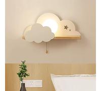 BININBOX Lampada da Parete a LED Luna Nuvola Interruttore a Cavo Tirante da 7W con Ripiano per La Conservazione della Decorazione della Stanza (Bianco, luce calda)