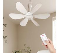 BININBOX Piccolo ventilatore da soffitto USB, portatile, silenzioso, a risparmio energetico, a 4 livelli, con telecomando, timing ventilatore a sospensione (telecomando)