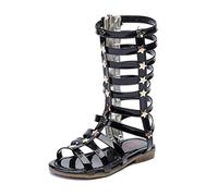 BININBOX Sandali gladiatore al ginocchio da ragazza (Nero, numeric_26)