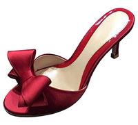 BININBOX Scarpe estive eleganti da donna in raso con nodo a fiocco Sandali e muli con tacco alto